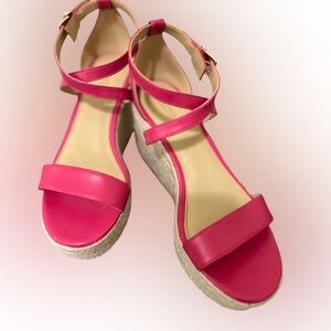 Michael Kors Hot Pink Serena Wedge Platform Sandal Size 8 Price Drop